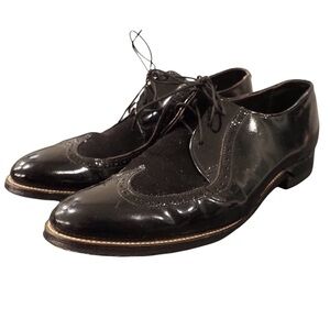 Stacy Adams sz 10D black leather suede wingtip derby shoes